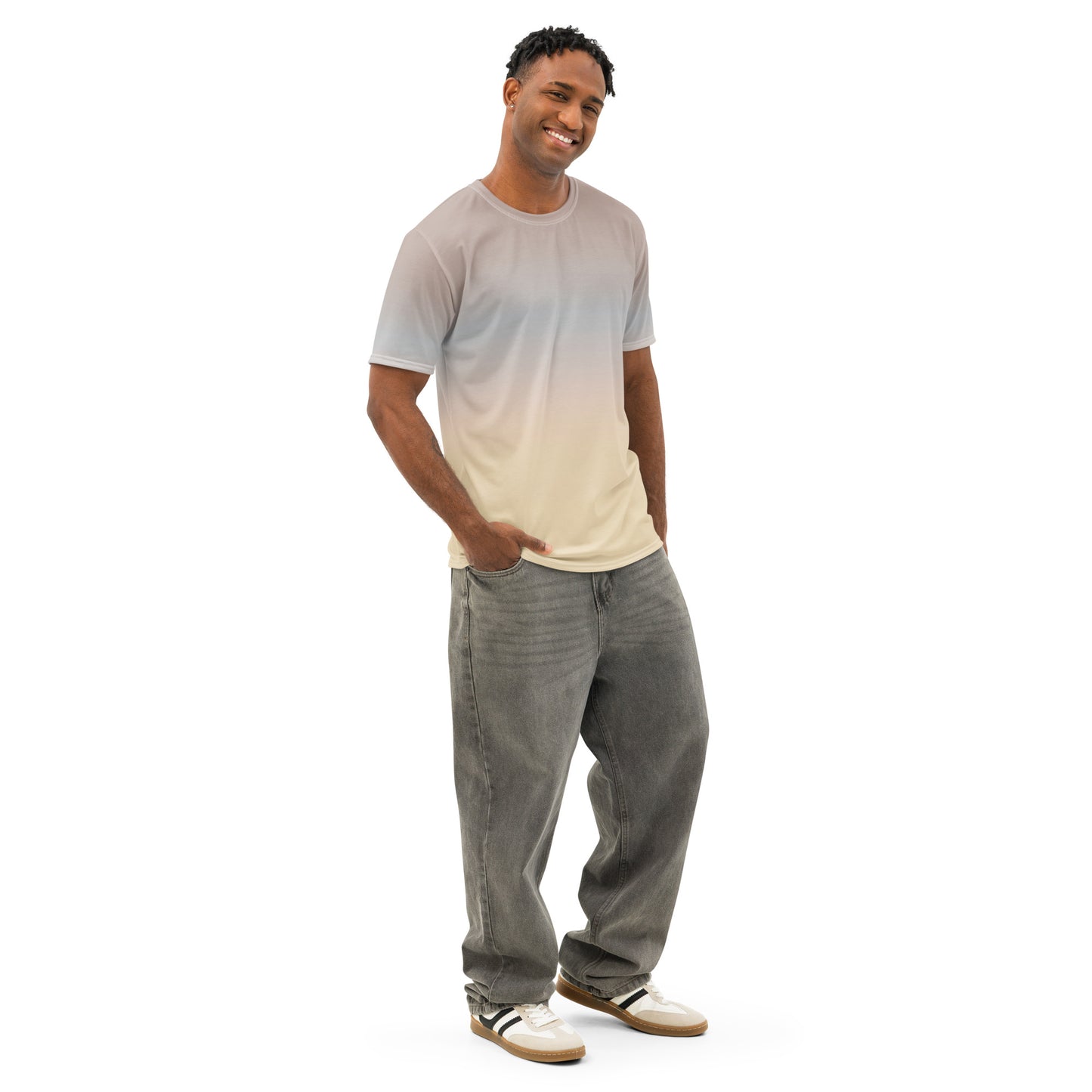 Men’s Gradient Yellow Cotton Crew Neck T-Shirt - Mirfia