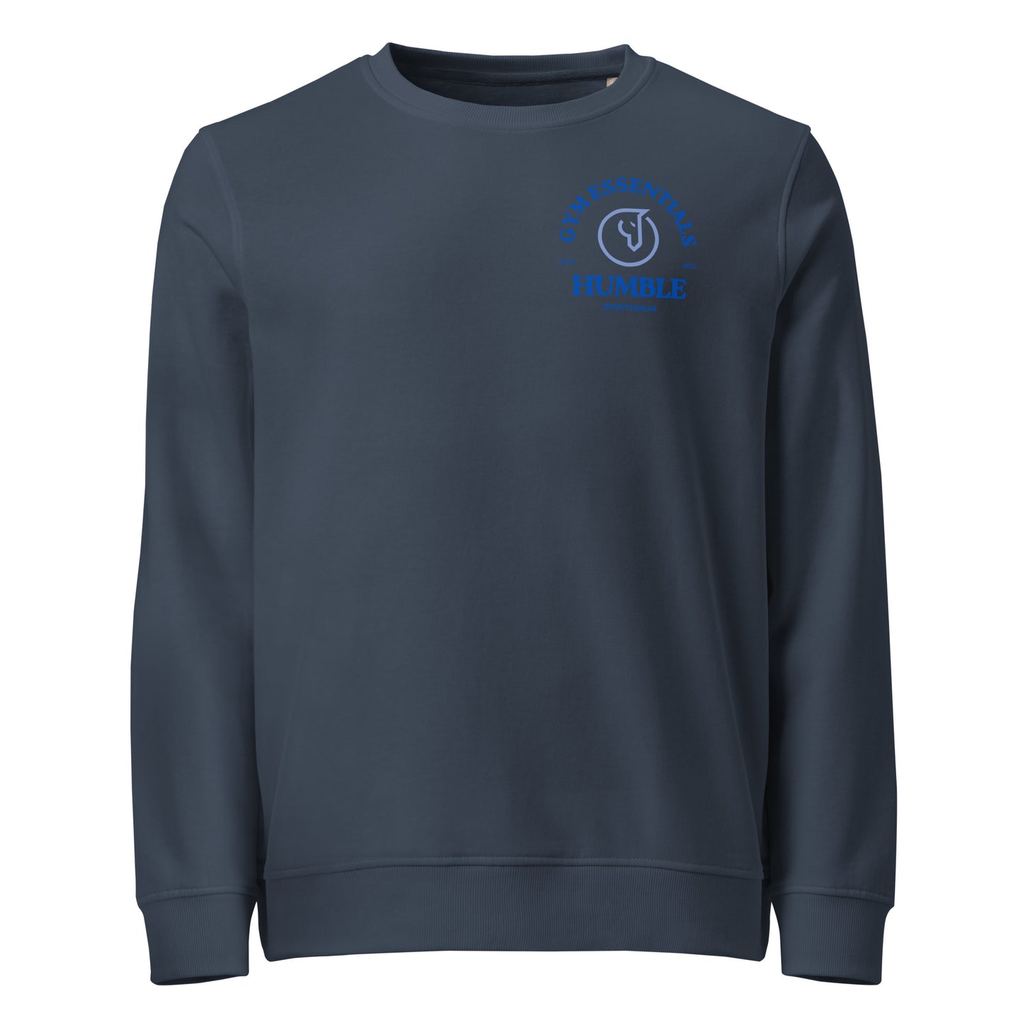 men's french navy gym crewneck sweatshirt flat lay