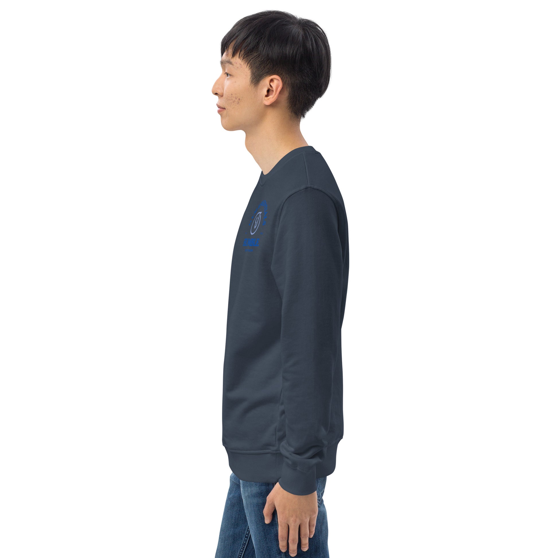 men's workout sweatshirt french navy side view 
