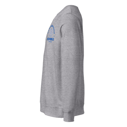 side view of men's crewneck fleece sweater 