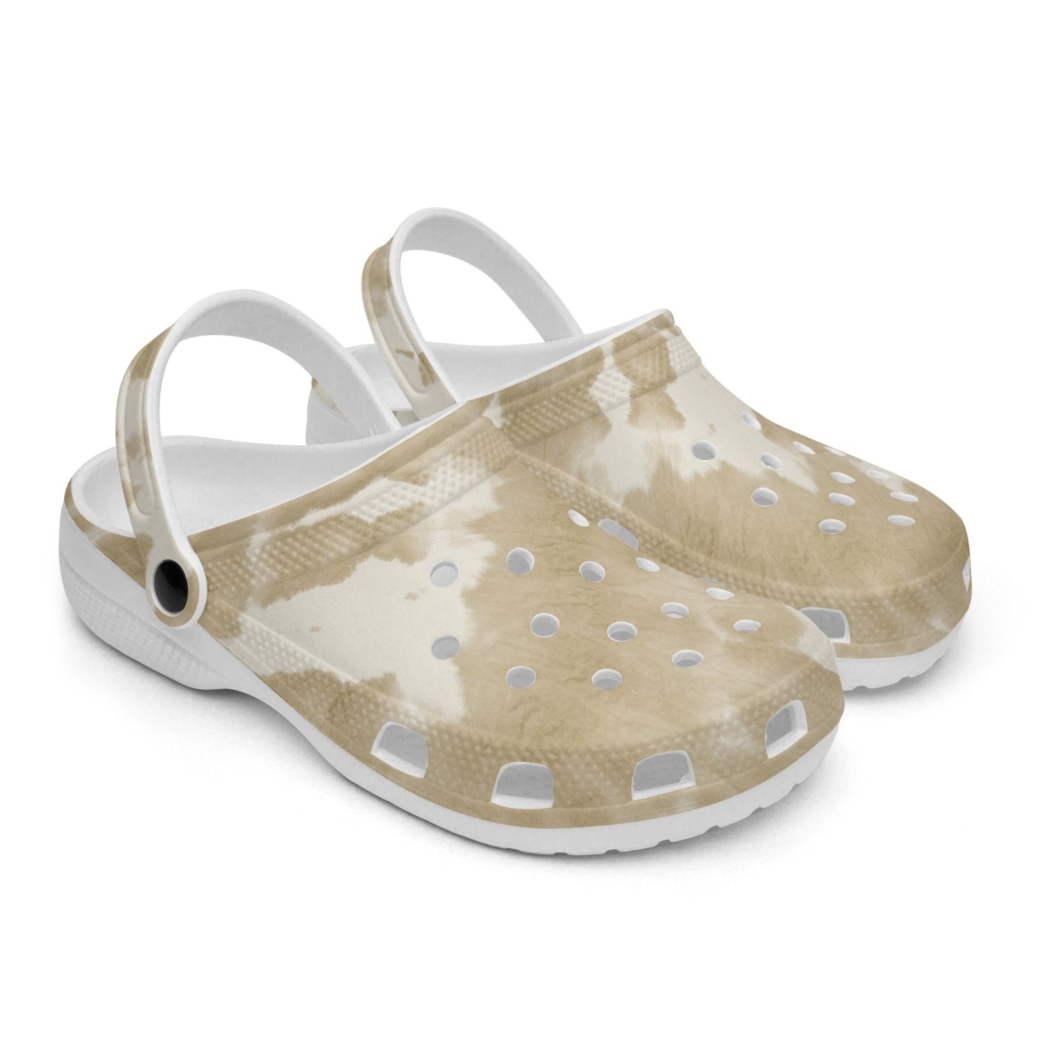 men's lightweight clogs abstract beige with white base