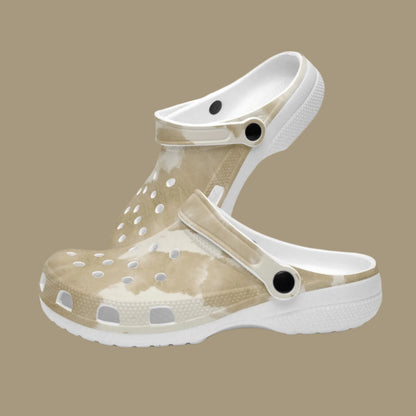 men's lightweight clogs abstract beige with white base