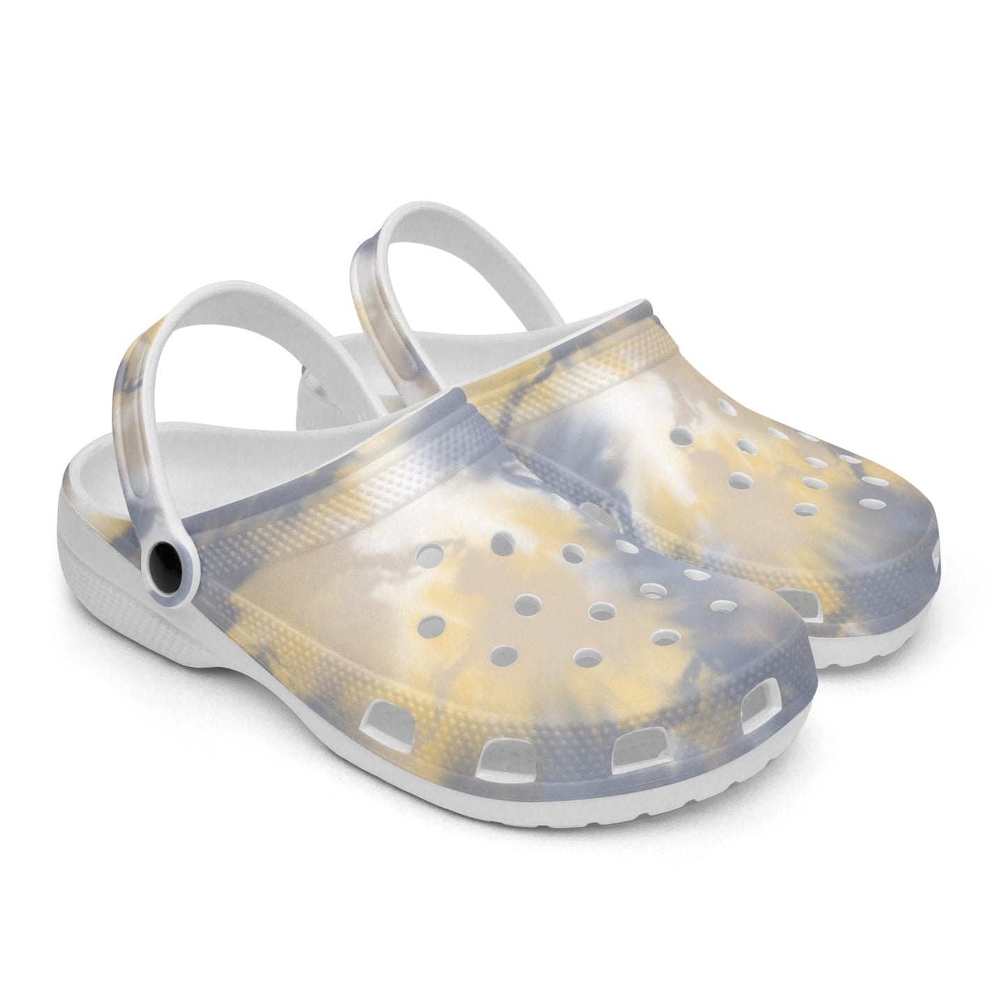 men's lightweight clogs abstract blue with white base