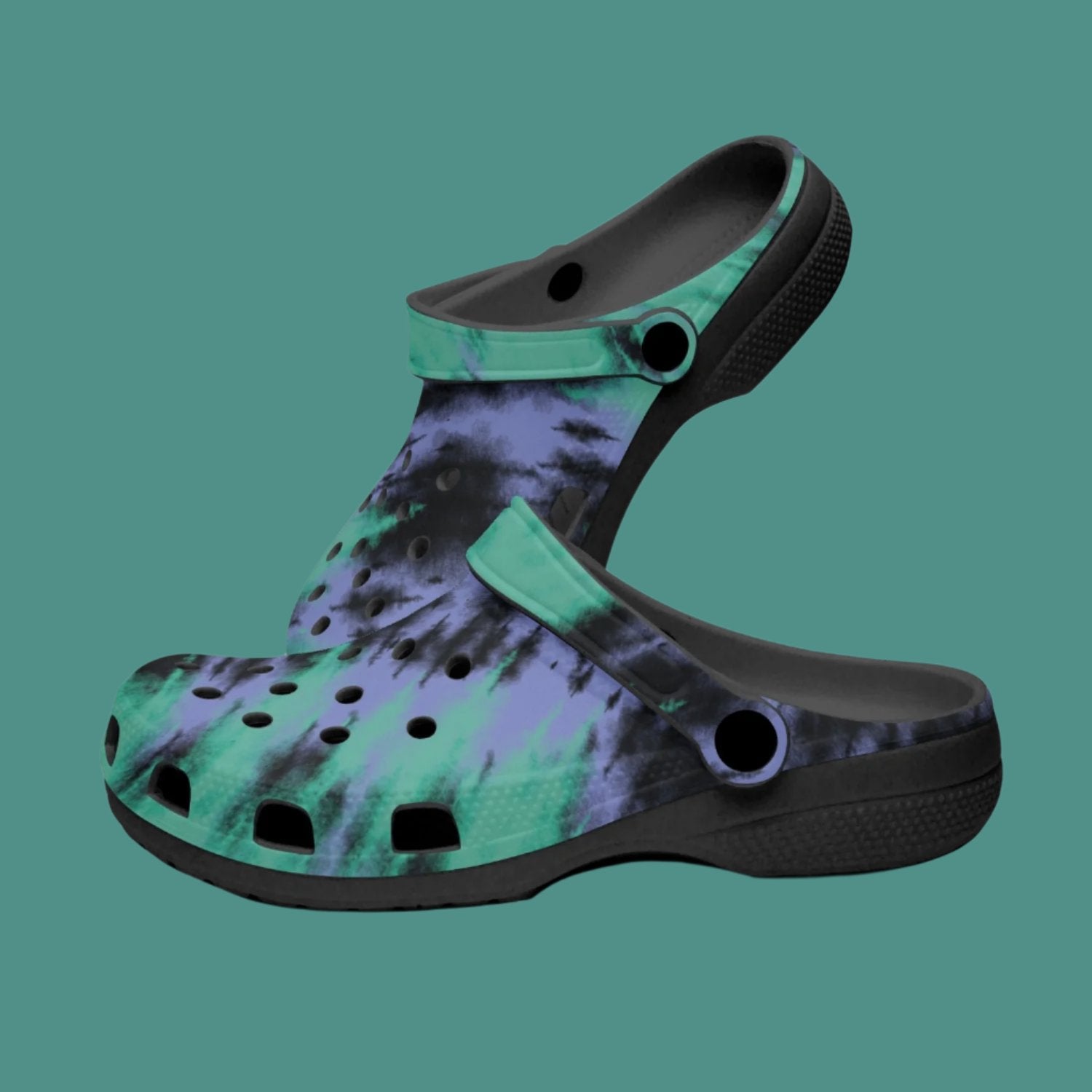 men's lightweight clogs tie dye with heel support