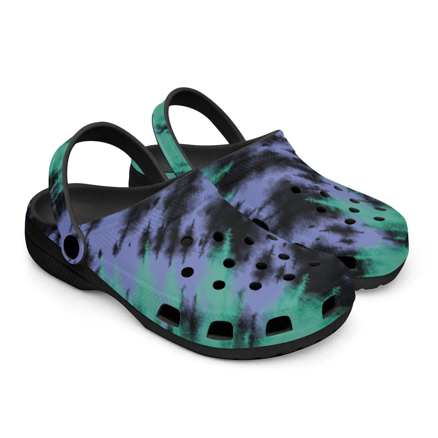 men's lightweight clogs tie dye with heel support