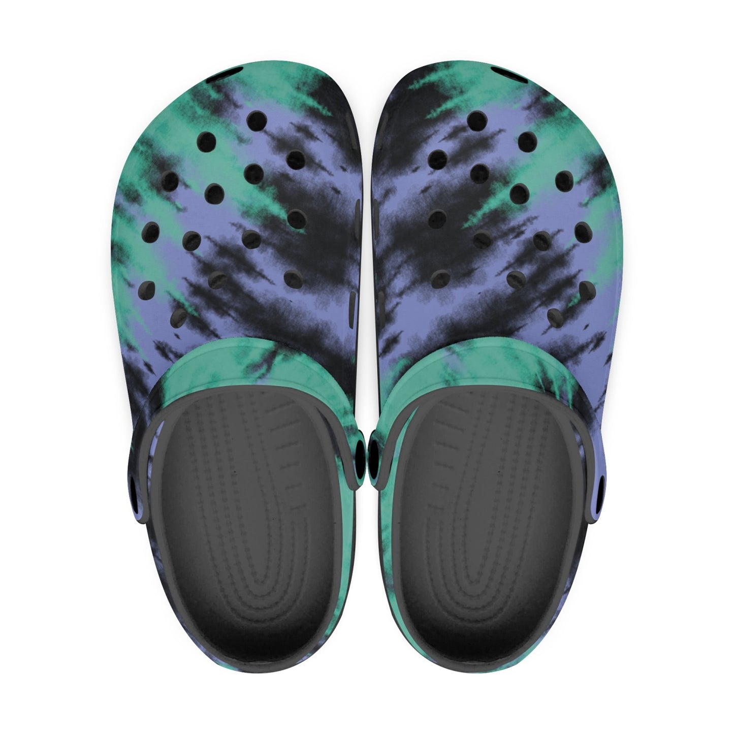 men's lightweight clogs tie dye with heel support