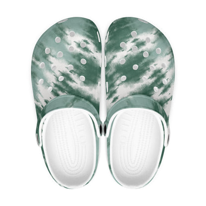 men's lightweight clogs tie dye sage with heel support