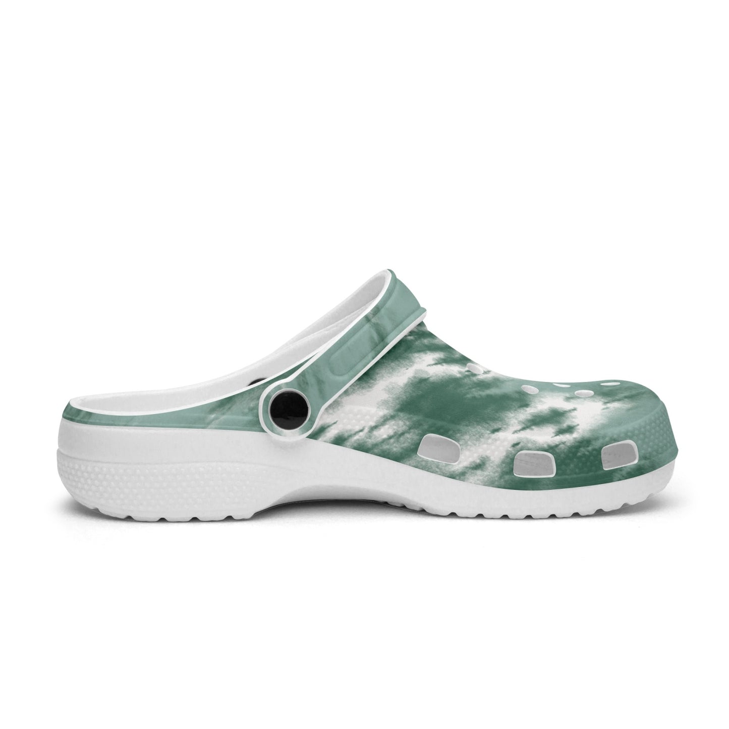 men's lightweight clogs tie dye sage with heel support