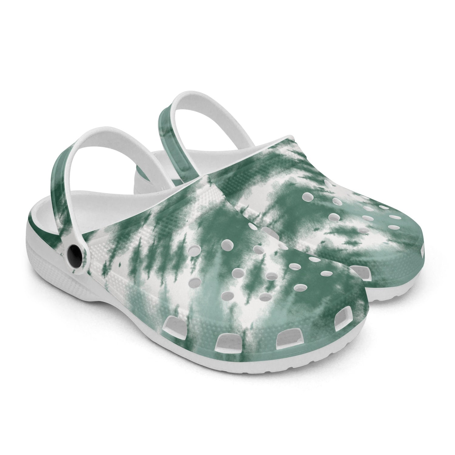 men's lightweight clogs tie dye sage with heel support