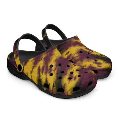 men's lightweight clogs tie-dye gold with black base 