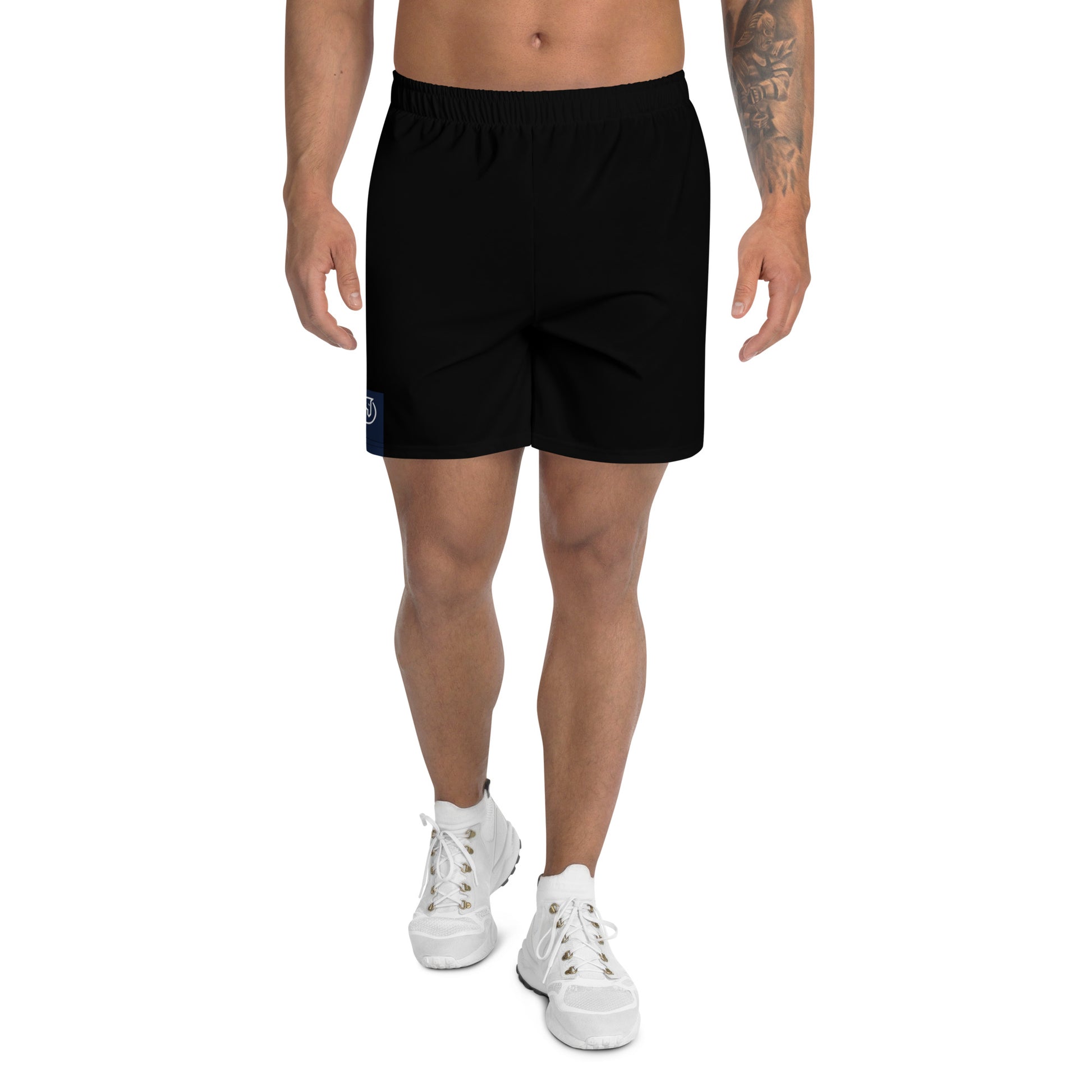 men's long athletic shorts black