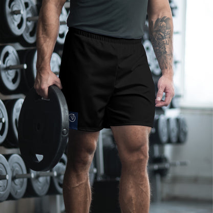 men's long athletic shorts black