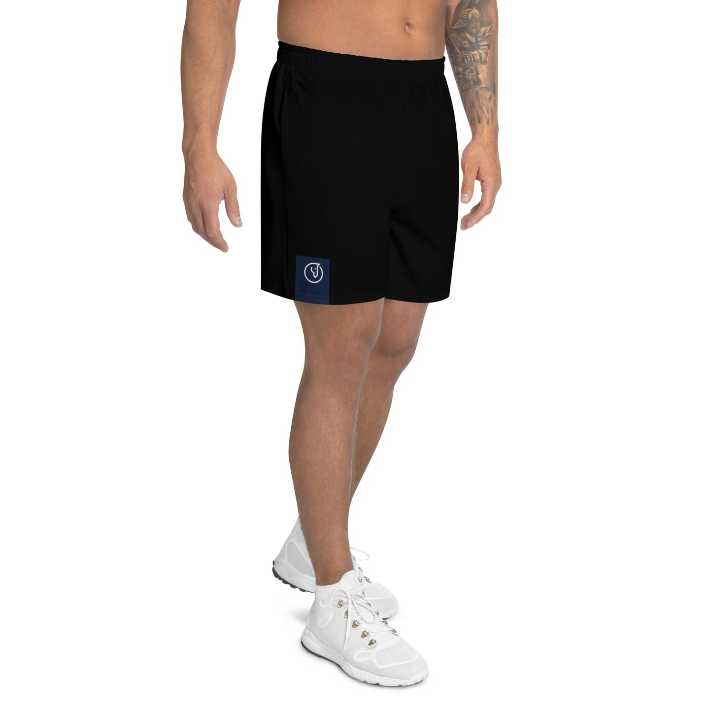 men's long athletic shorts black