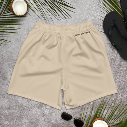 men's long athletic shorts beige 