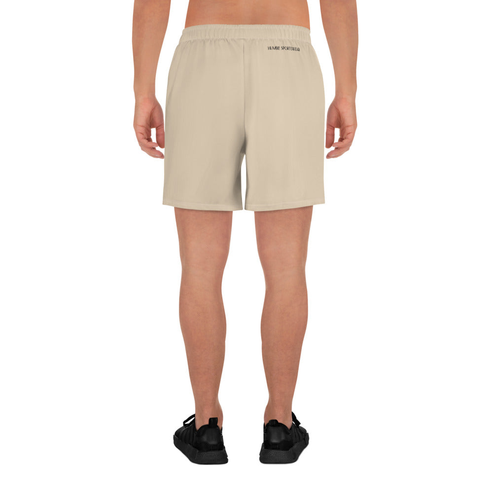 men's long athletic shorts beige 