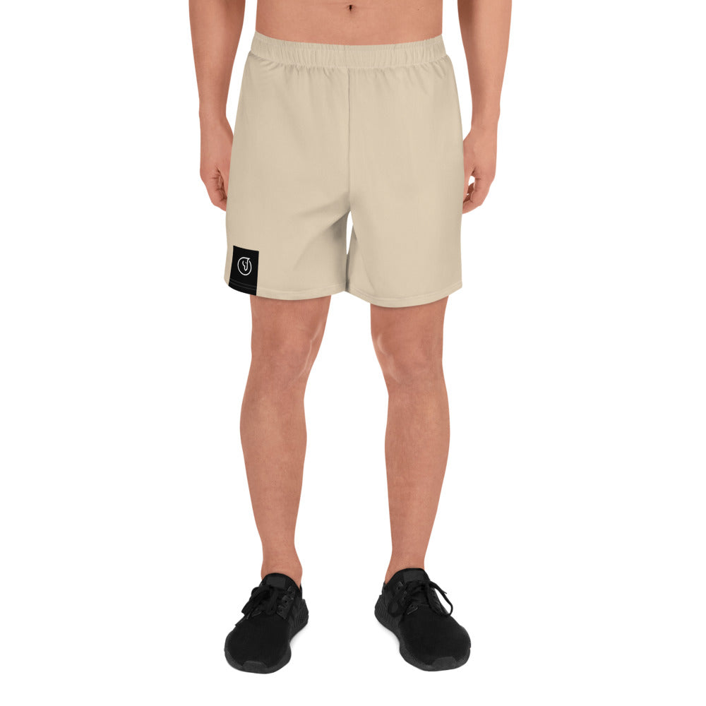 men's long athletic shorts beige 