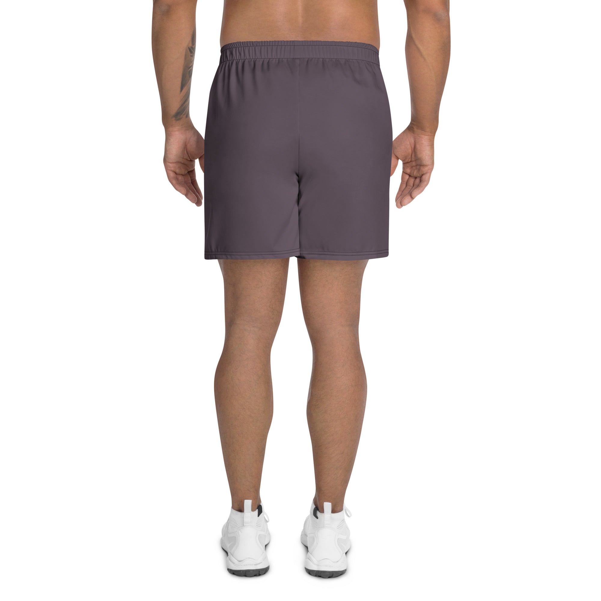 back view of breathable mauve fitness shorts for men