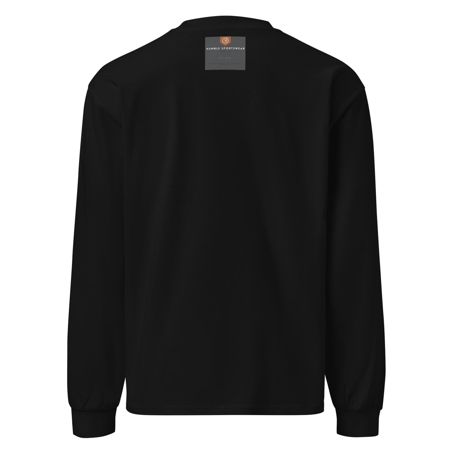 back view of men's fleece crewneck black sweatshirt 