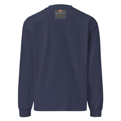 back view of men's blue warm fleece top