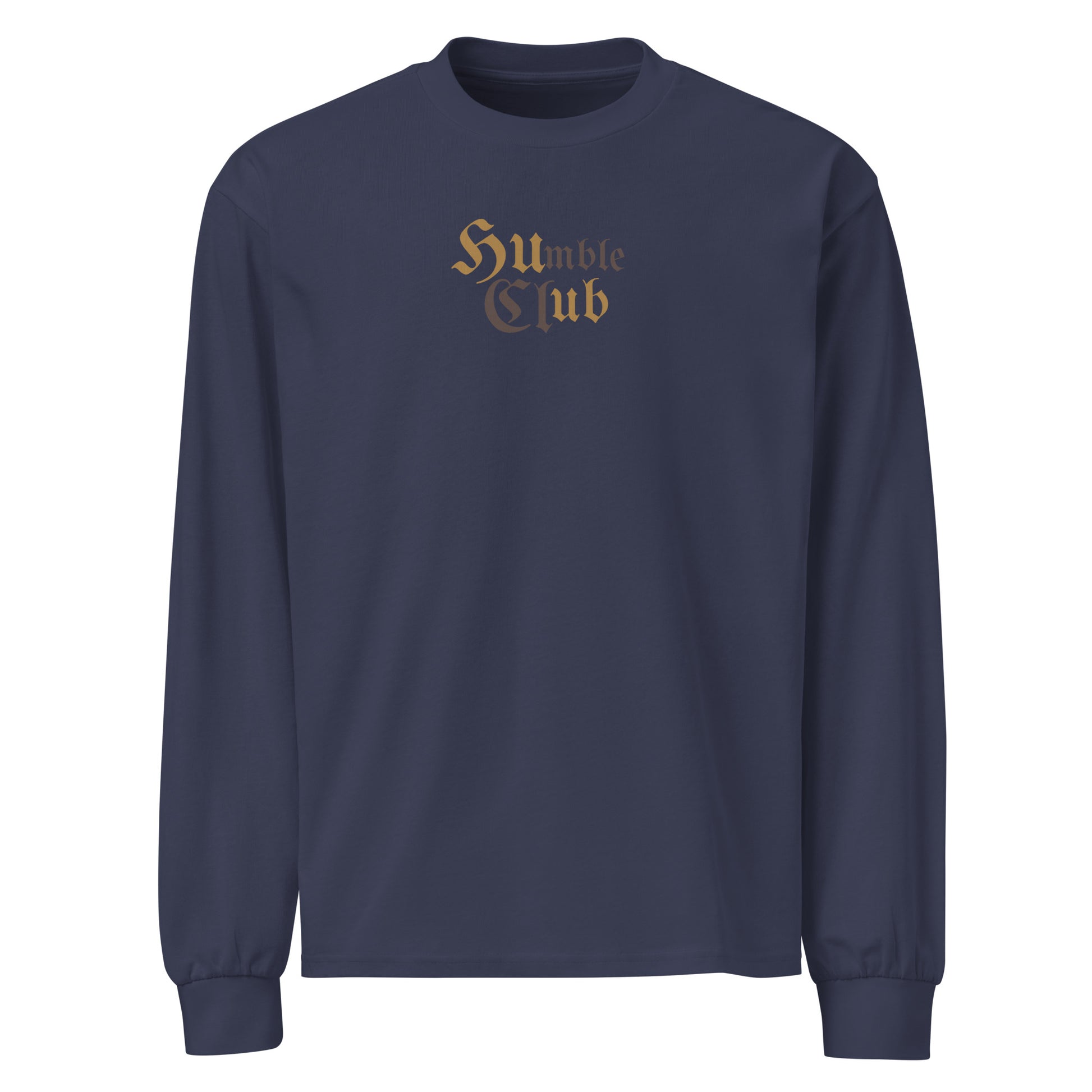 front view of men's blue graphic sweatshirt 