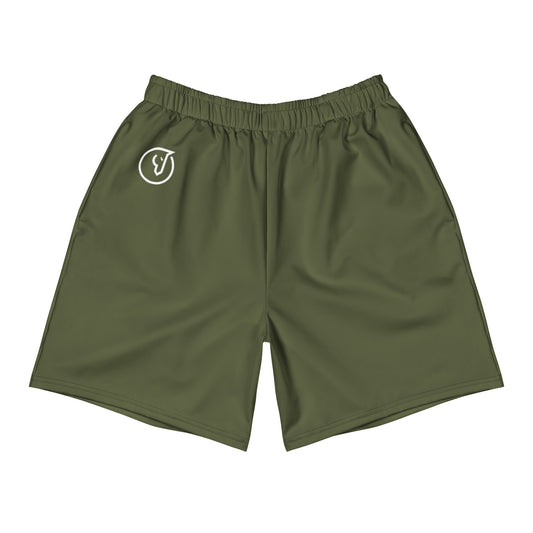 men's olive green athletic long shorts