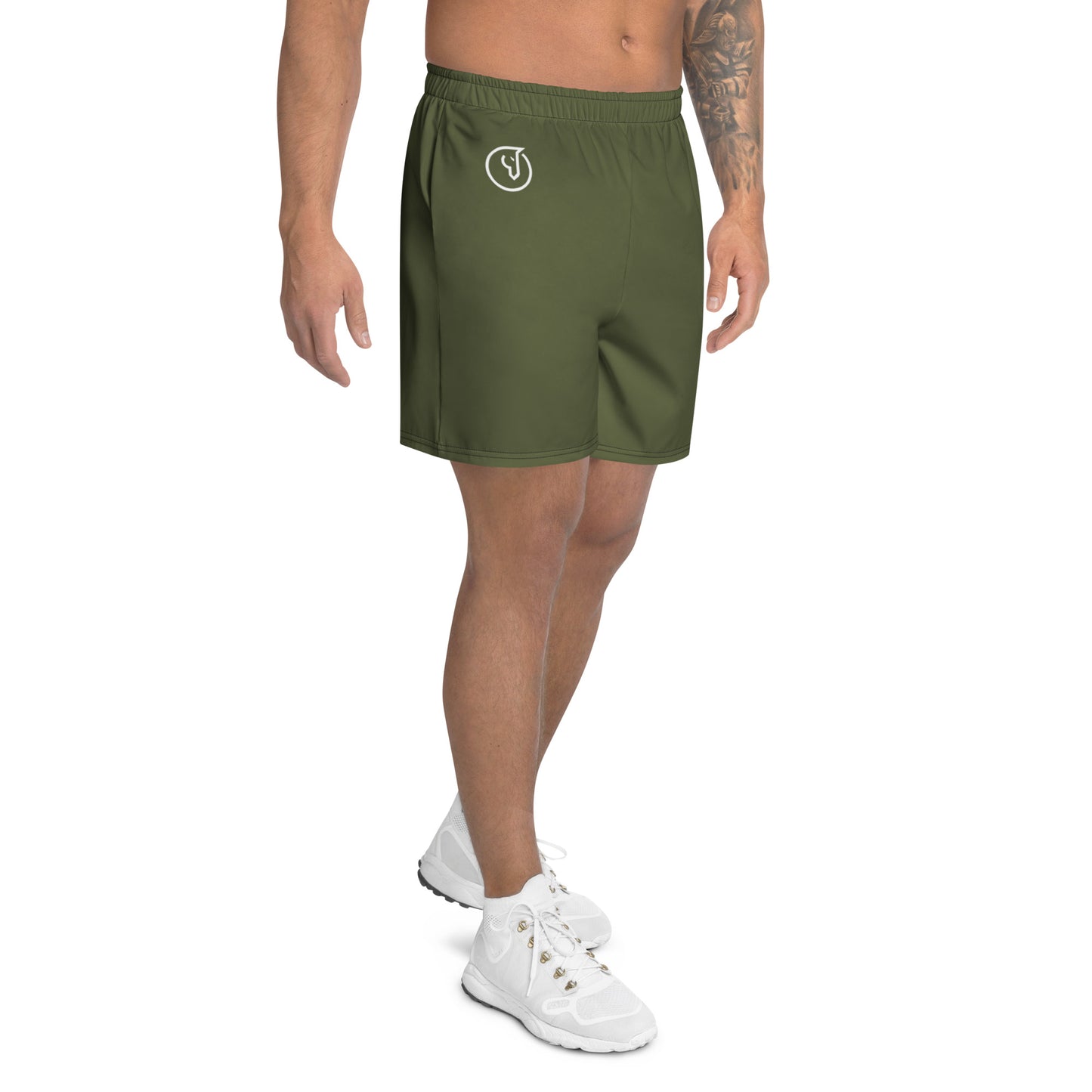 quick-dry men's long workout shorts olive