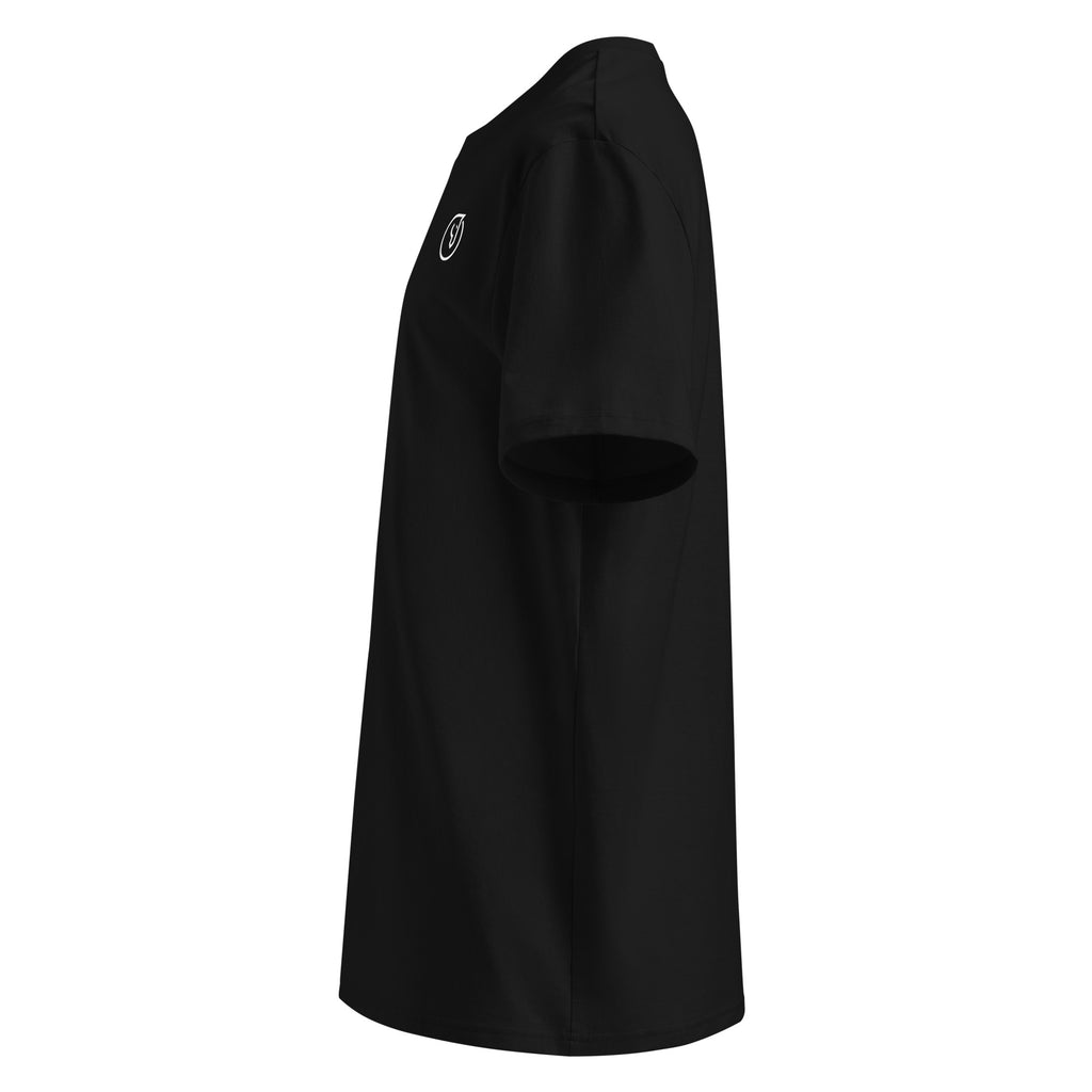 sustainable black ribbed crew neck tee 