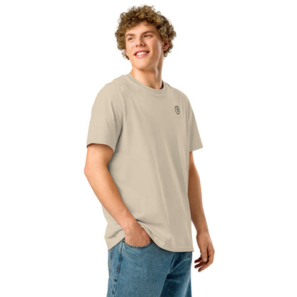 men's organic cotton ribbed t-shirt in the color desert dust