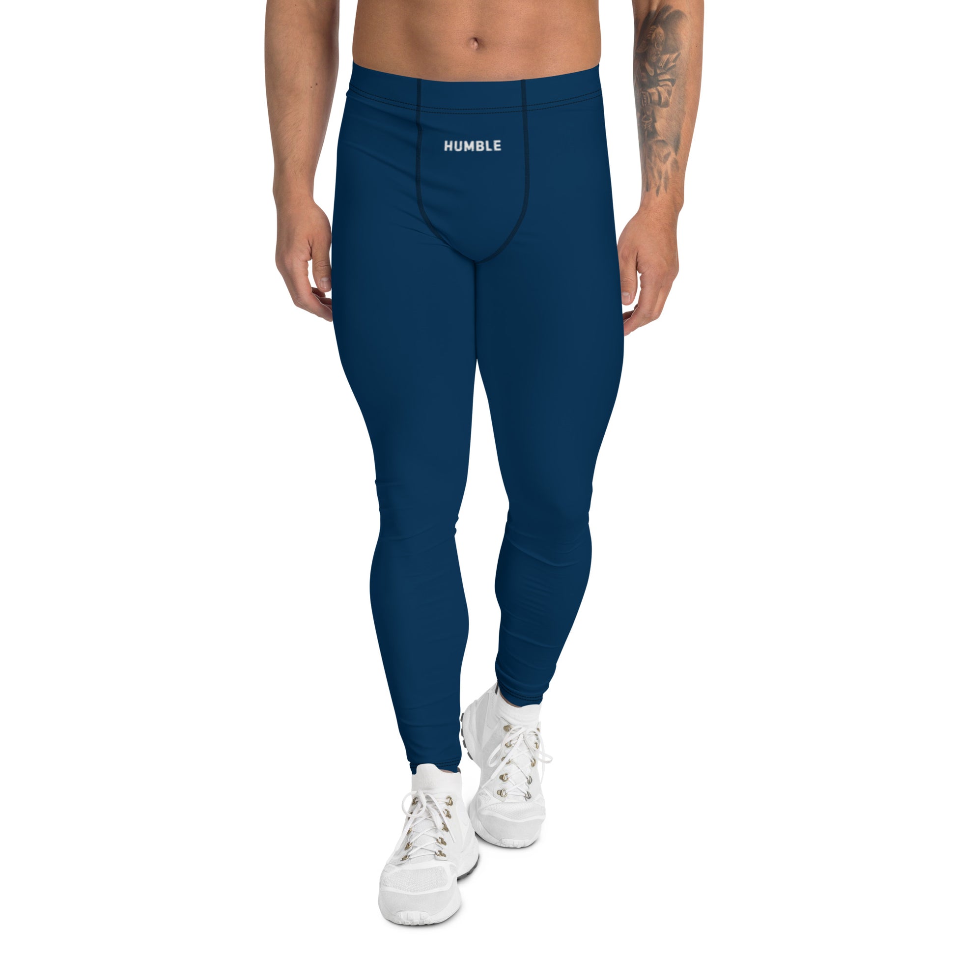 men's performance leggings navy blue 