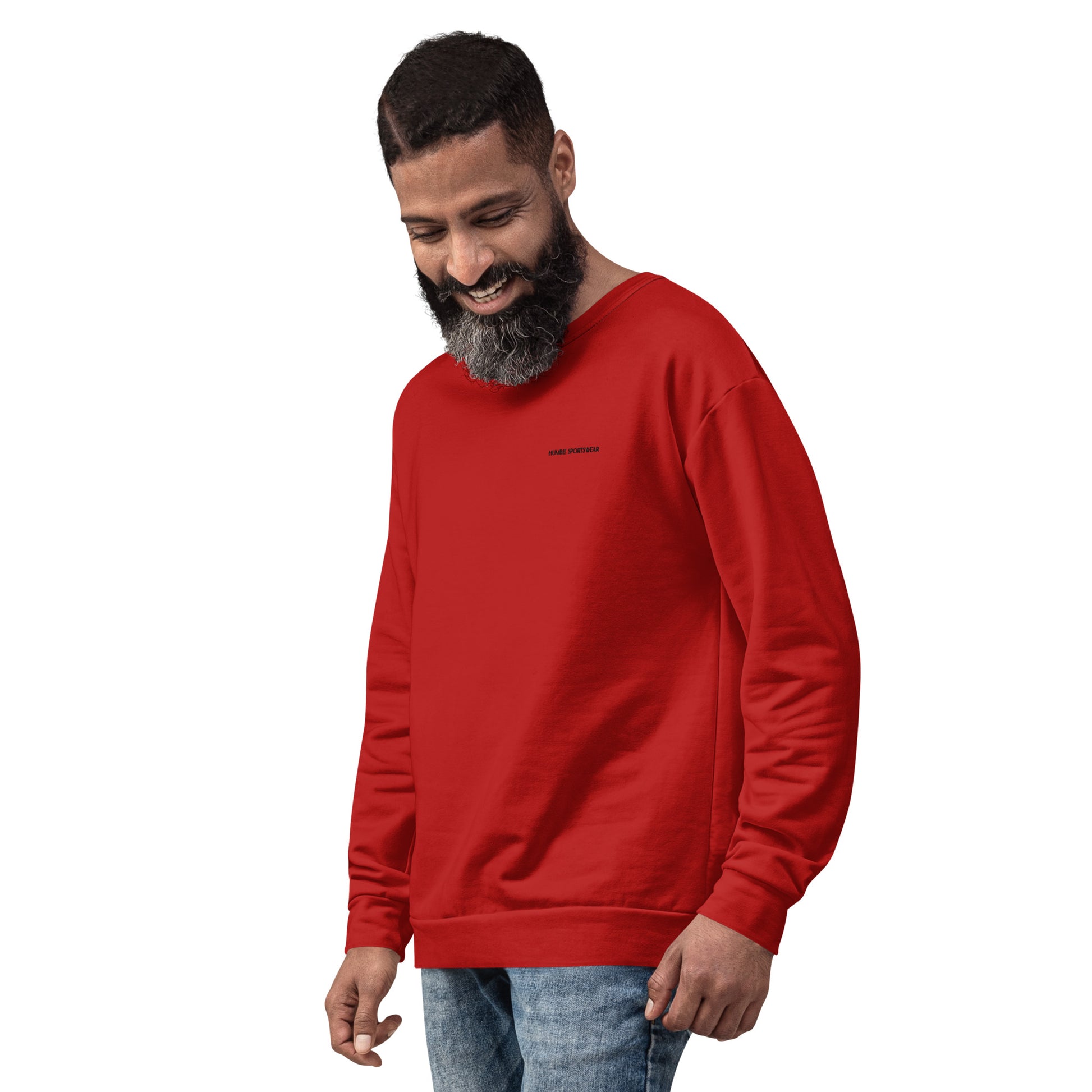 men's long sleeve loose fit recycled sweatshirt corsa red