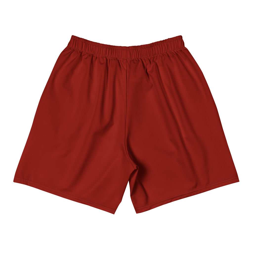red long running shorts men's fitness wear back view