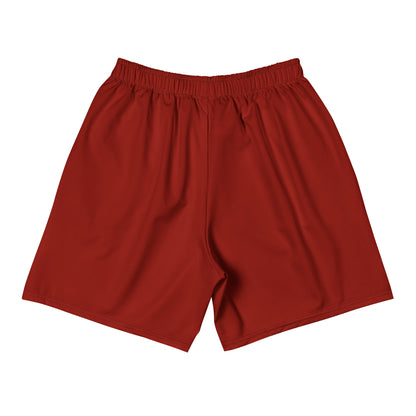 red long running shorts men's fitness wear back view