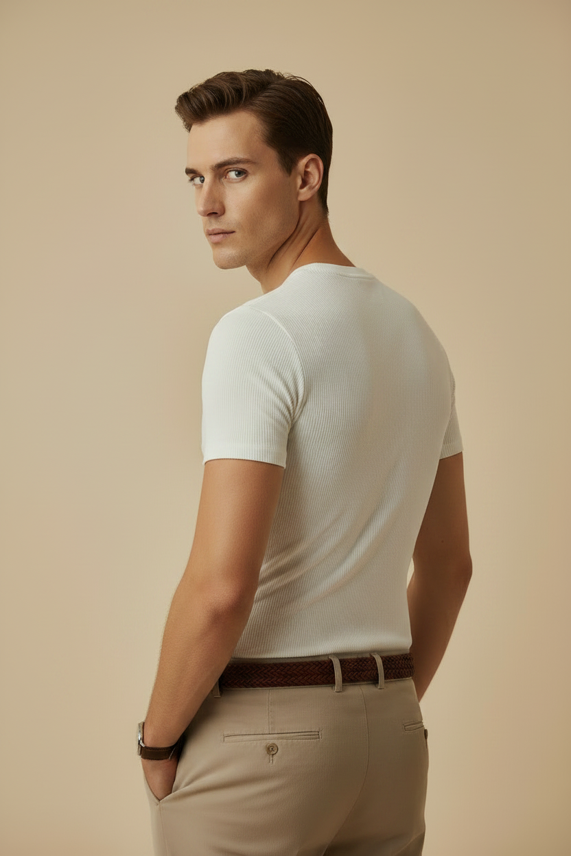 back view of skinny fit ribbed crop t-shirt 