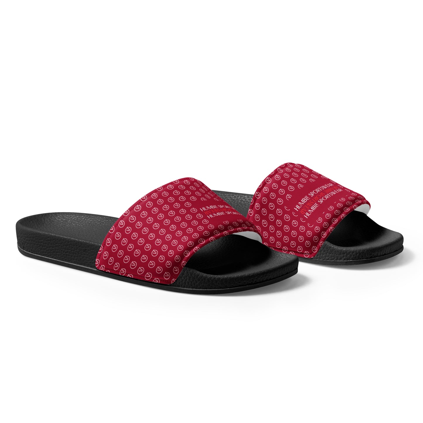 men's red slip-on slides sandals red with black sole