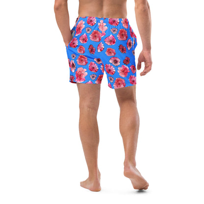 men's swim trunks floral blue