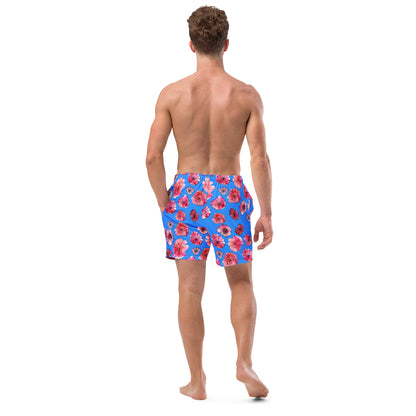 men's swim trunks floral blue