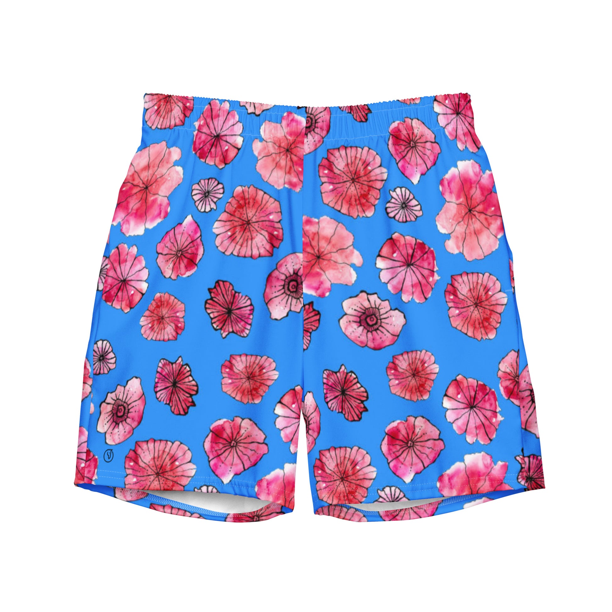 men's swim trunks floral blue