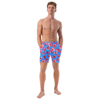 men's swim trunks floral blue