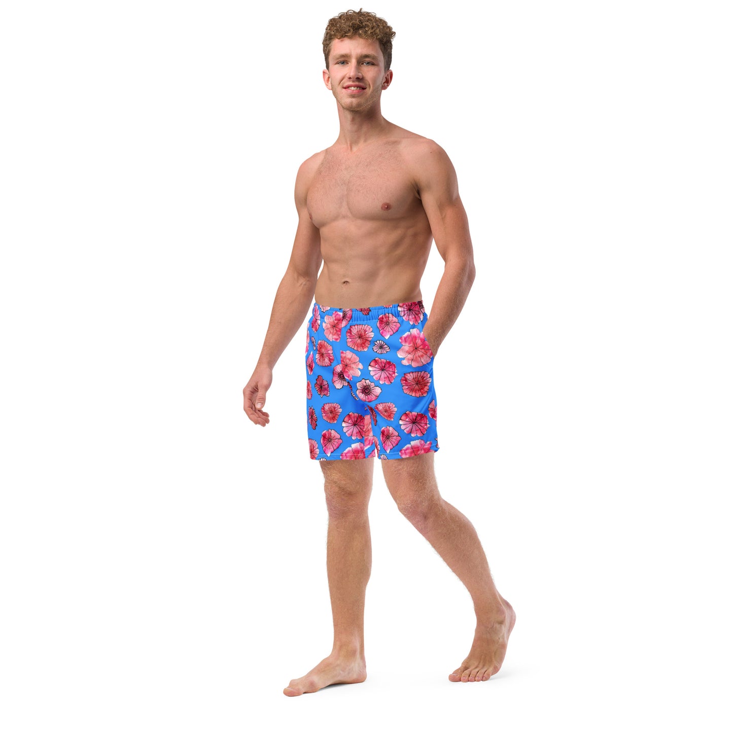 men's swim trunks floral blue