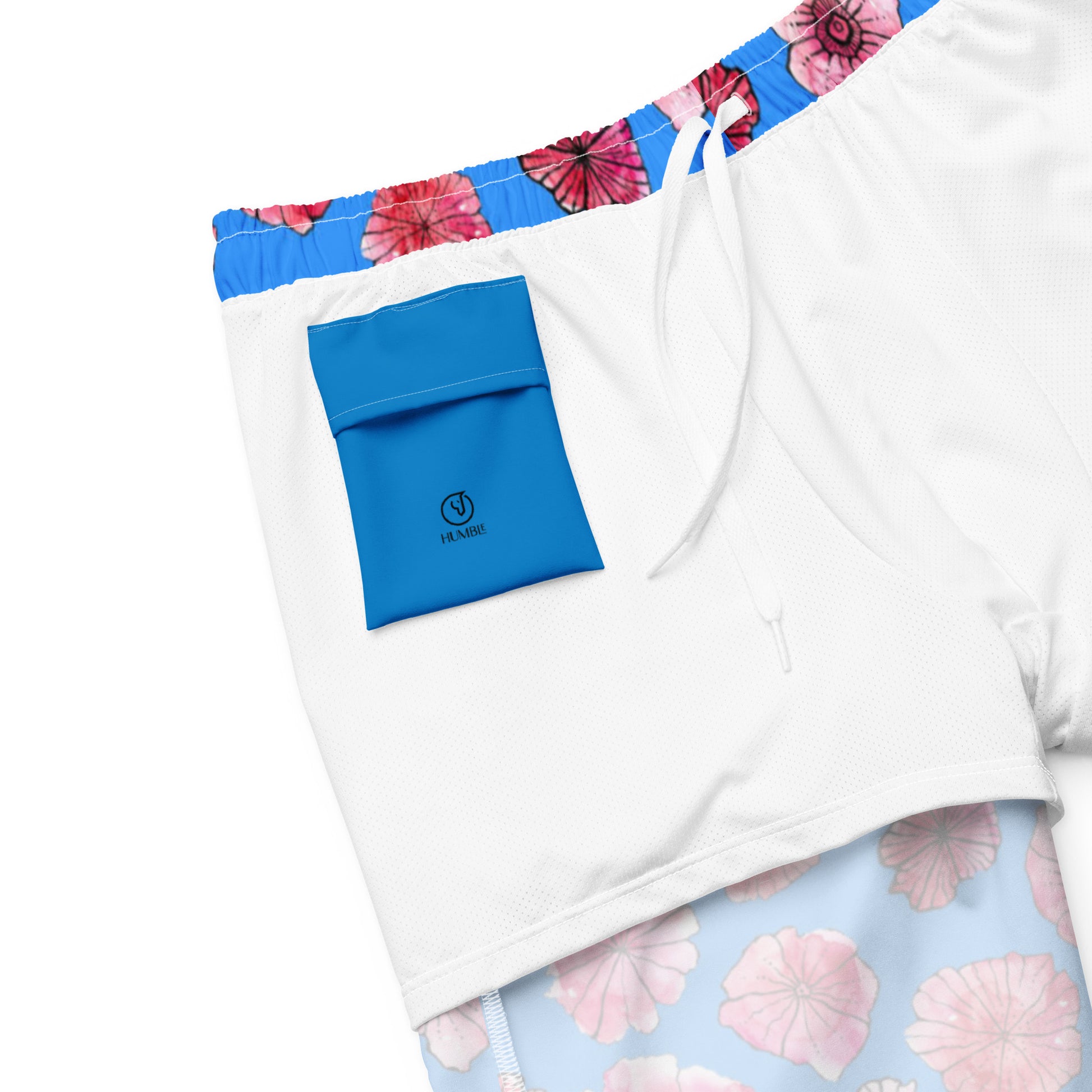 men's swim trunks floral blue