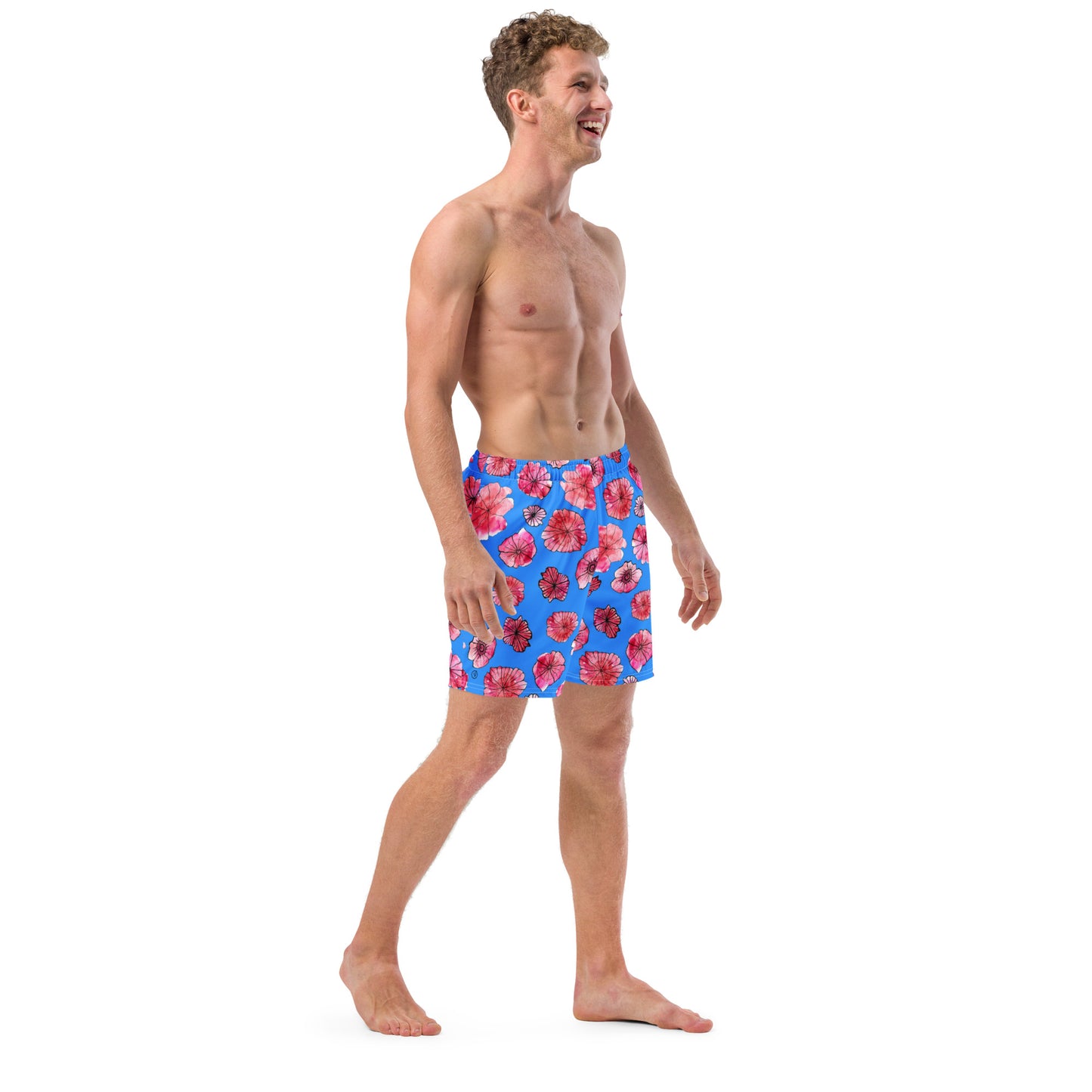 men's swim trunks floral blue