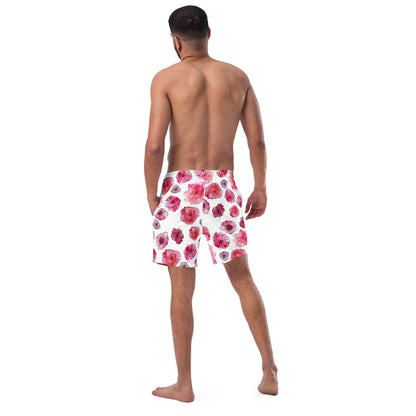 men's swim trunks floral white