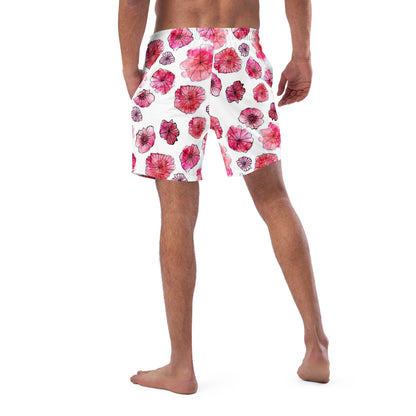 men's swim trunks floral white