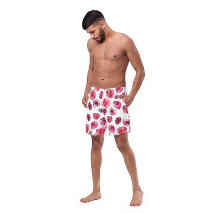 men's swim trunks floral white