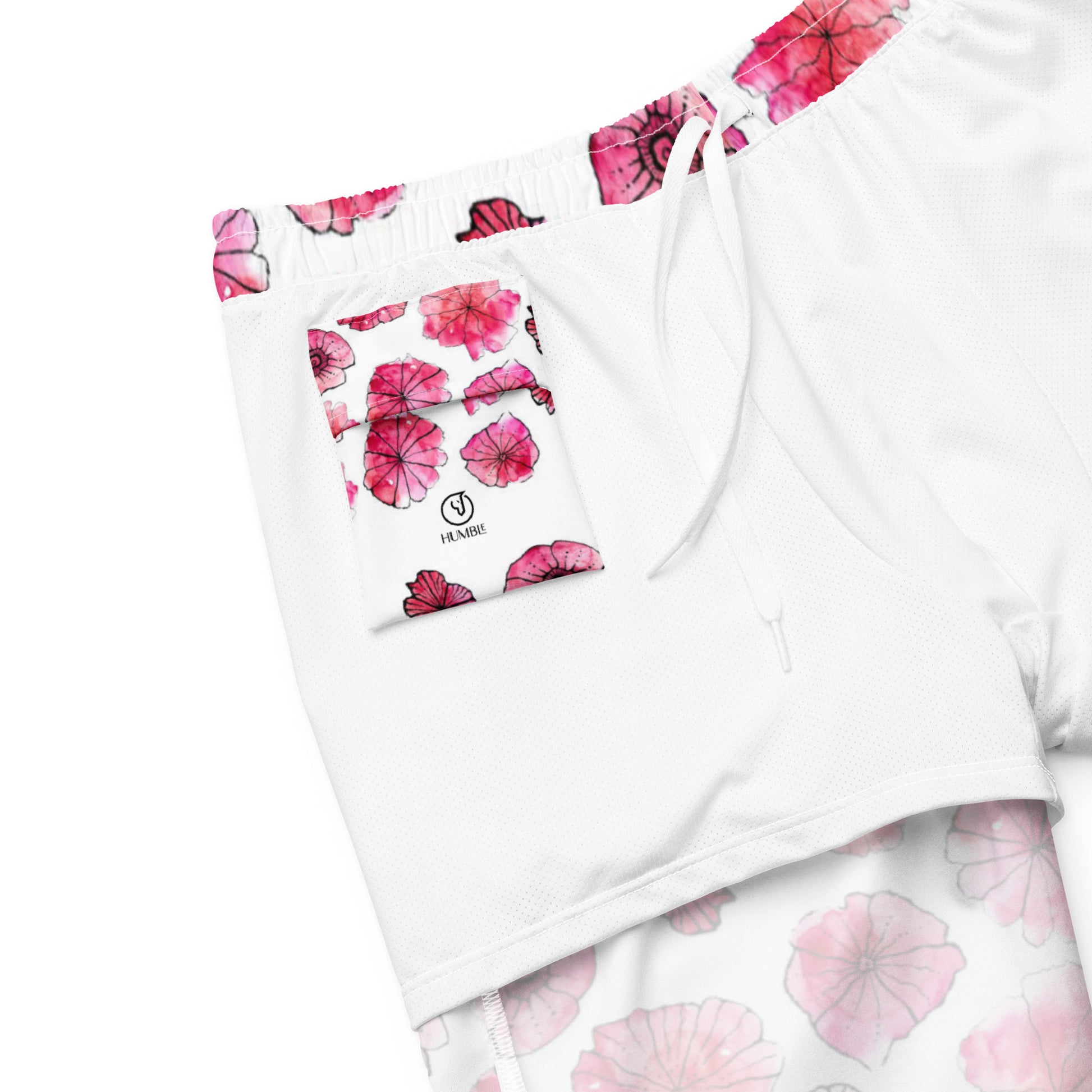 men's swim trunks floral white