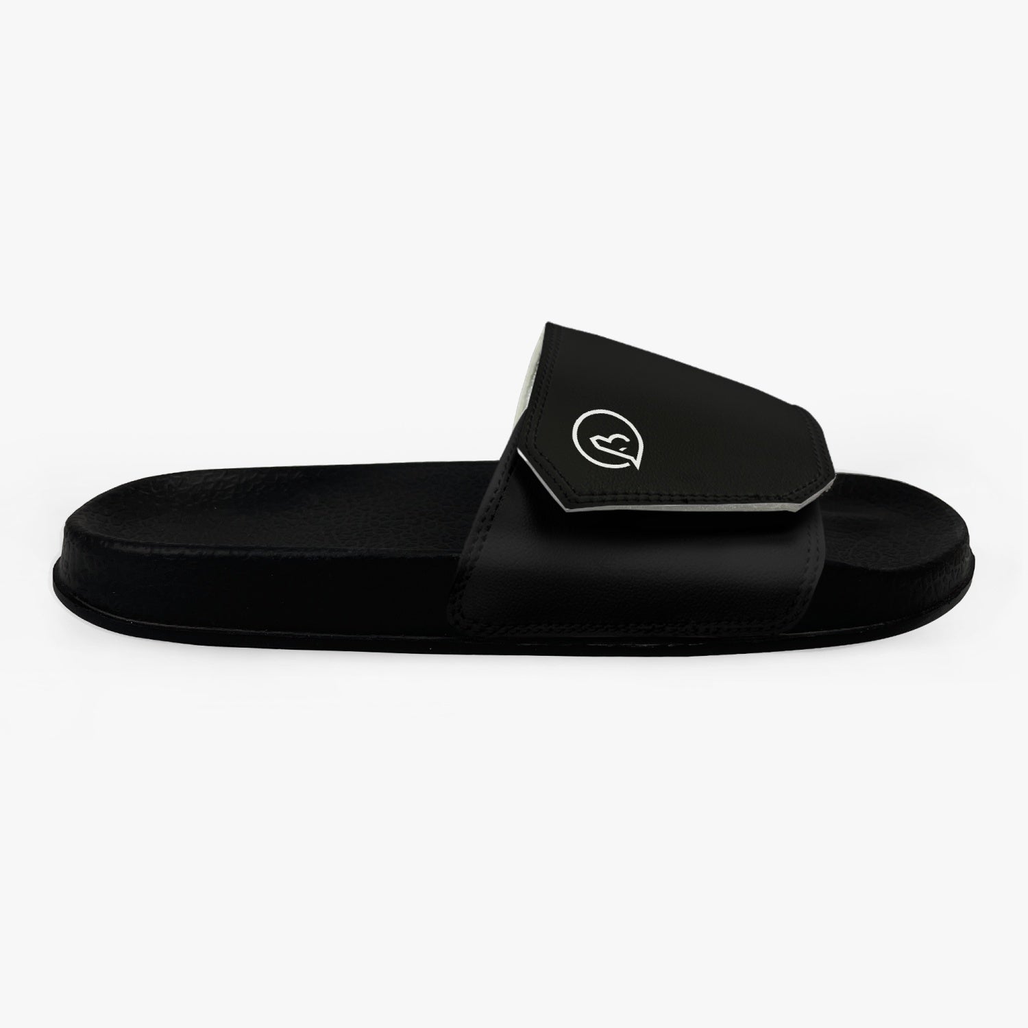 men's slip on velcro slides black