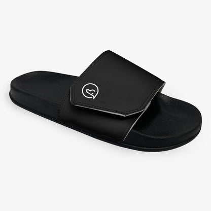 men's slip on velcro slides black