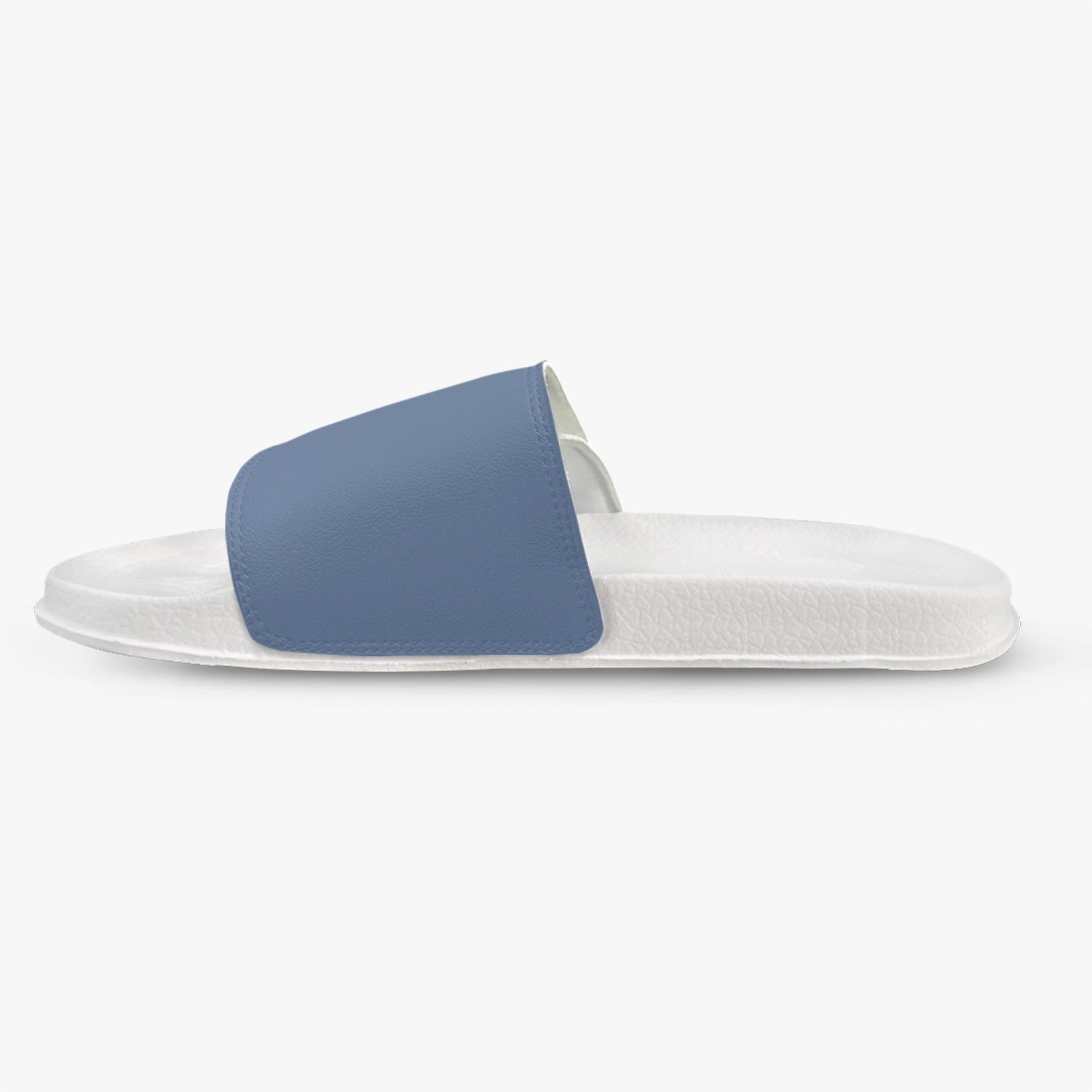 men's leather velcro slides blue white sole