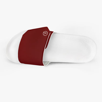 men's leather velcro slide sandals in red with white sole