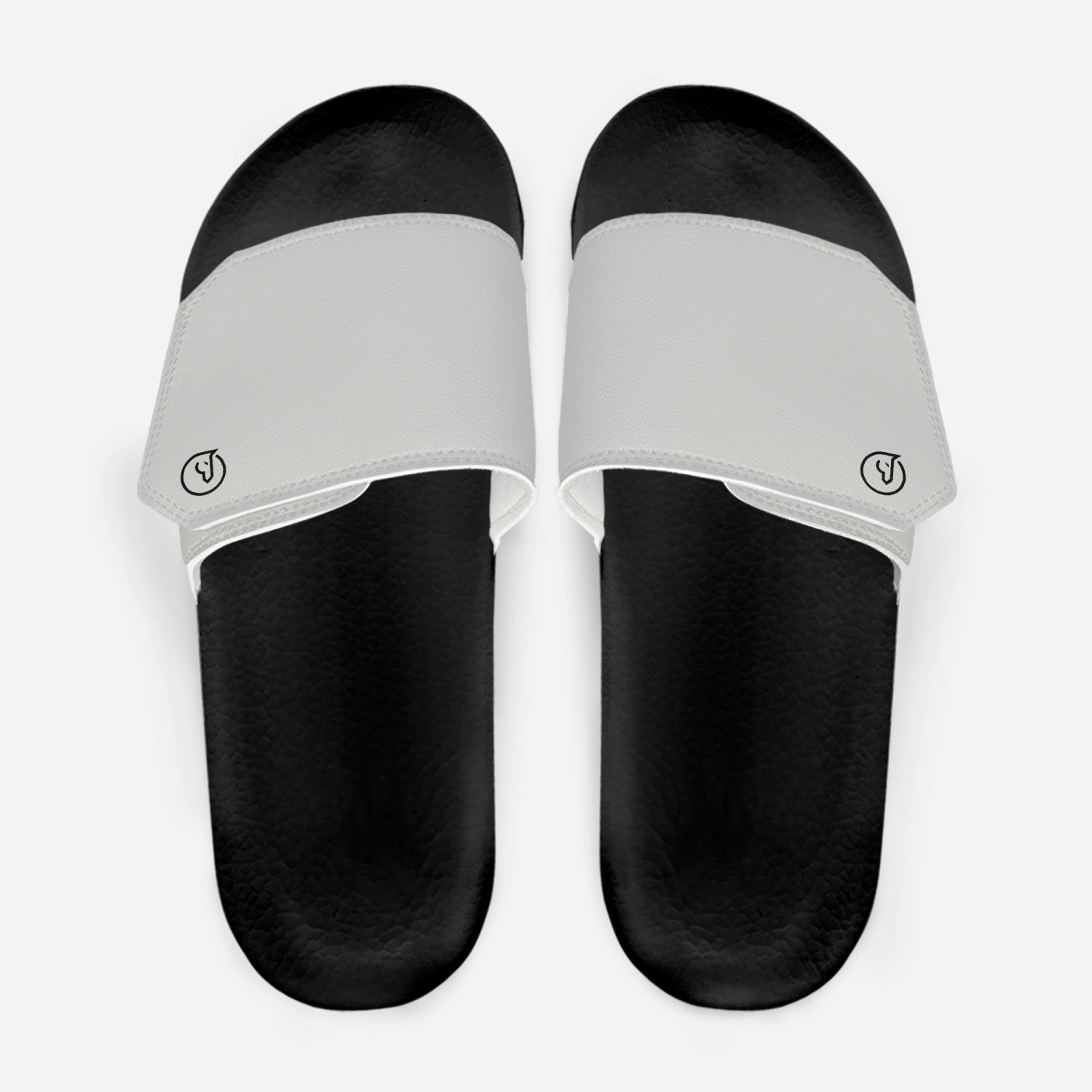 men's silver velcro slide sandals with black sole 